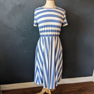 Auselily blue and white striped dress